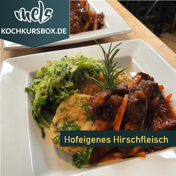 Hirsch Wild Gulasch Kochkurs Box Kochschule Foodbox Mels Hof Viehbrook